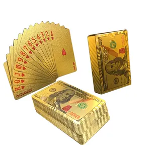 GS-18010 hochwertige benutzer definierte druckbare Goldfolie Dollar Poker Karte spielen