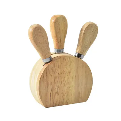 Premium Stainless Steel Cheese Knives Set Collection In Bamboo Wood Cheese Block 6-Piece set