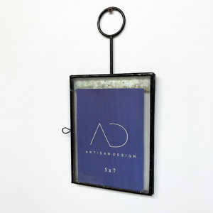 Cadre photo suspendu rectangulaire 6x8 en fer et verre/miroir léger pour la décoration intérieure, présentoir et rangement – Fournisseur d'Inde - Product Image 1