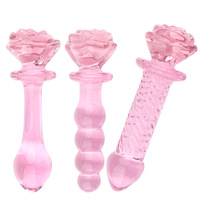 Nouveau rose Rose fleur verre gode cristal cul Plug Anal amusant jouets sexuels pour adultes pour homme et femme godemichet Anal produit