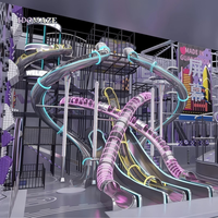 Aire de jeux interactive commerciale intérieure avec toboggan néon LED pour enfants et adultes, centres d'activités