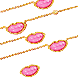 Collier tendance pour femme avec pendentif en cristal en forme <span class=keywords><strong>de</strong></span> cœur, rose, rouge, <span class=keywords><strong>l</strong></span>èvres, bulle, plaqué or, alliage, chaîne <span class=keywords><strong>de</strong></span> clavicule - Product Image 4