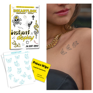 สติกเกอร์ลาย<span class=keywords><strong>สัก</strong></span><span class=keywords><strong>ผีเสื้อ</strong></span>แบบไม่ใช้น้ำ ติดทนนาน 7 วัน 12+ แบบ ลายสักสมุนไพรกึ่งถาวร ขนาด 9x12 ซม. สำหรับแขน อก ขา คอ - Product Image 1
