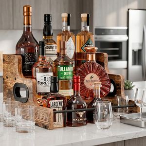 Suporte Expositor de Madeira de Três Camadas para Armazenamento de Vinho, Café, Xarope e Whisky/Bebidas Espirituosas - Product Image 5