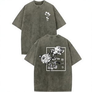 เสื้อยืดผู้ชายไซส์ใหญ่ ผ้าฝ้าย แขนสั้น พิมพ์ลายดอกไม้ ลำลอง คอกลม ทรงพอดีตัว ลายดอกกุหลาบป่า - Product Image 1