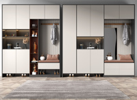 Gabinete divisor de sala de estar de estilo de madera con panel moderno con sistema de armario Zapatero para uso en el hogar o muebles de hotel en apartamentos