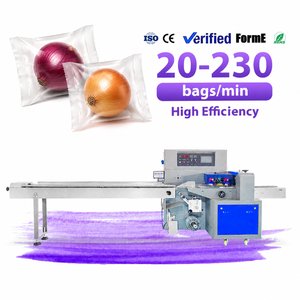 เครื่องบรรจุหัวหอมแบบแนวนอน บรรจุถุงผักแบบสายพาน  เครื่องห่อแบบไหล - Product Image 1