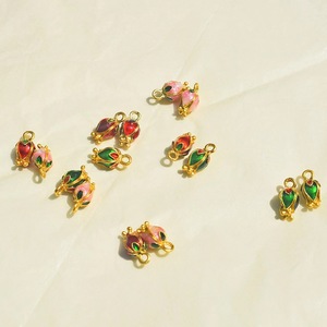 Flower Bud Pendant Zinc Alloy Pink <b>Red</b> Green <b>Tulip</b> Shape For Earring Making Jewelry Findings GJ194 - Product Image 3