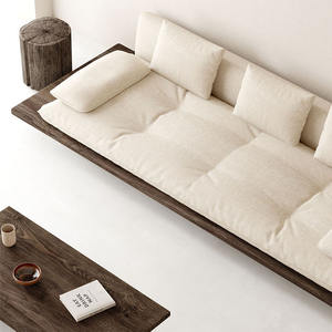 Sofá de Tres Plazas de Madera Maciza Estilo Wabi Sabi, Combinación en Forma de L para Sala de Estar, Madera de Pino, Fresno y Olmo, Relleno de Espuma - Product Image 2