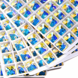Oleeya Nouveaux Strass en Cristal Carré AB de Qualité Supérieure à Coudre, Pierres à Dos Plat pour Robe de Mariée - Product Image 2