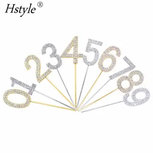 Gold Silver Diamond Number 0-9 Cake Topper for Birthday Party Decoration Wedding Cake Decorations Cupcake PQ125