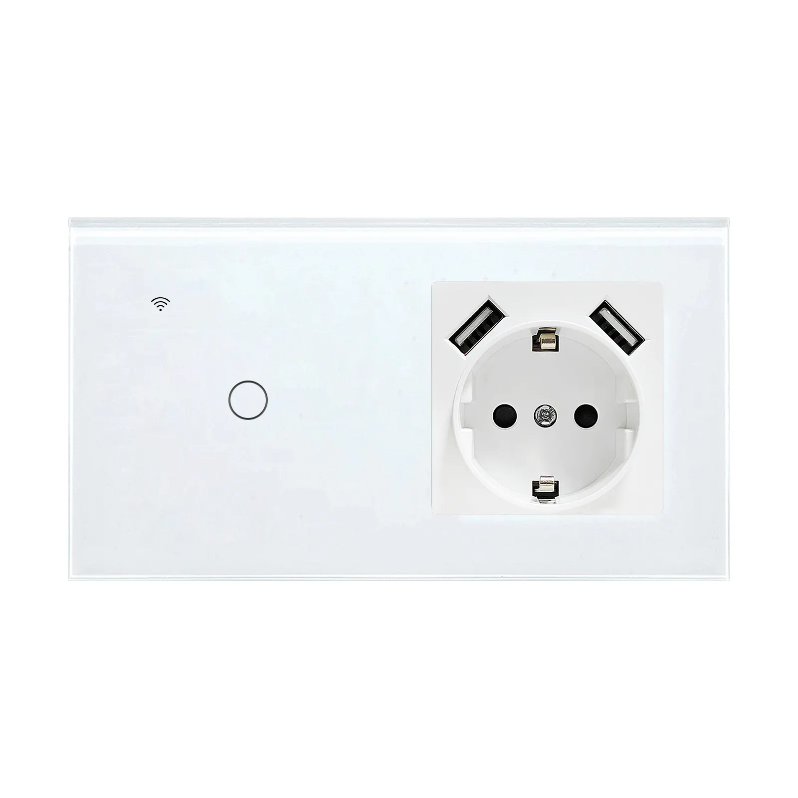 157*86 1/2/3 Gang Touch Switch Tempered Glass Black Conjoined EU Wall Socket 2 USB Series Combination