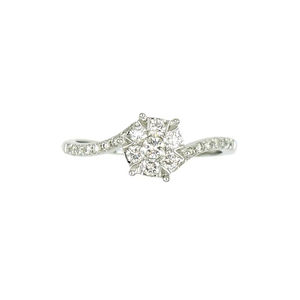 18K White Gold Twist Shank Cluster Diamond Ring Luxury Engagement Ring <b>Women</b> Jewelry - Product Image 1
