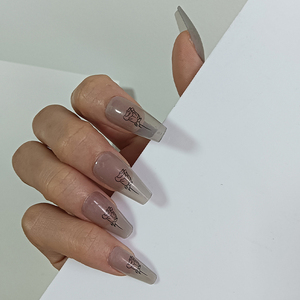 24 faux ongles gothiques punk à presser, longs, forme cercueil, avec motif rose noire - Product Image 6