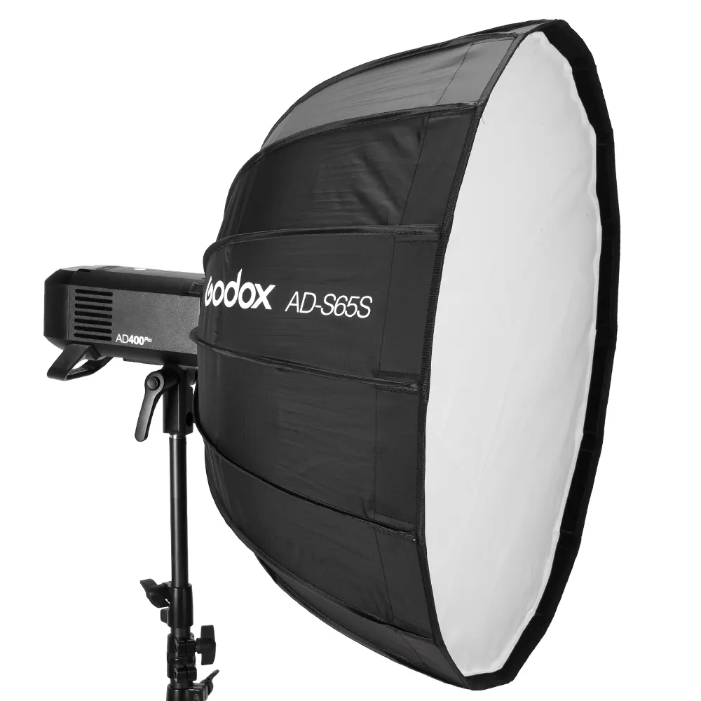 Godox AD-S65S 65cmシルバーディープパラボリックソフトボックス、ハニカムグリッド付きGodoxマウントソフトボックス (AD400PRO用)