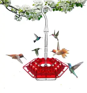 2024 New Hummingbird Feeder Easy Clean and Fill Saucer Humming Feeder for Outdoors Windows Deck with Perch and Built-in Ant Moat