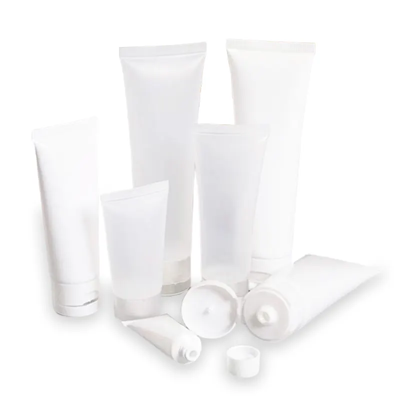 Bouteille plastique à pression pour corps de 100/50/100 ml, pour crème blanche, contenant personnalisé, vide, emballage de Lotion