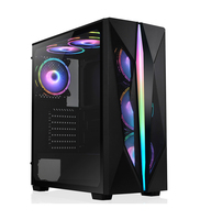 Boîtier d'ordinateur AntarcChill avec ventilateurs RGB, boîtier PC ARGB en maille avec bande RGB et maille métallique et ventilateur RGB, boîtier PC rétro en plastique ATX