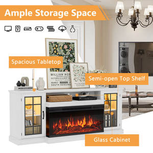 Soporte para TV con Chimenea, Función de Temporizador, Vidrio de 3 Lados, Llama Ajustable, Diseño Moderno LED, Mueble Duradero para Sala de Estar - Product Image 3