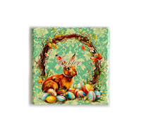 Sous-plat carré en céramique personnalisable, motif floral vintage lapin de Pâques, résistant à la chaleur, pour cuisine, vente en gros