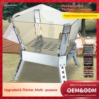 Poêle à bois portable en acier inoxydable pour camping extérieur, support de feu de camp pliable, microcristallin