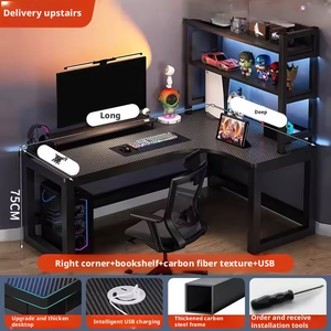 <span class=keywords><strong>Mesa</strong></span> de Juego Multifuncional en Forma de L Equipada con Organizadores para Salas de Juego y Oficinas en Casa, Color Negro - Product Image 4
