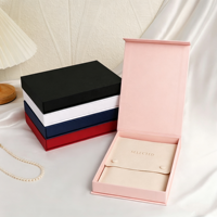 Boîte à bijoux personnalisée avec logo, emballage de luxe pour boucles d'oreilles et colliers, boîte à bijoux pour femmes, boîtes à bijoux pour colliers et bagues avec pochette
