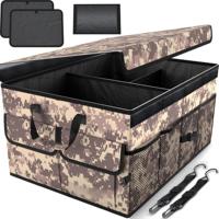 Organisateur de coffre de voiture extensible haut de gamme, grande boîte de rangement pour coffre avec séparateurs et couvercle, organisateur de rangement antidérapant
