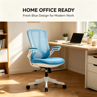 Chaise de bureau exécutive contemporaine luxueuse en maille avec design ergonomique, hauteur réglable et base rotative en acier