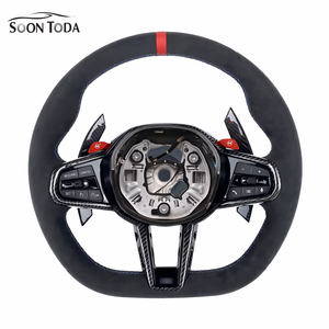 Volante Deportivo <span class=keywords><strong>M</strong></span> Sport con Calefacción y Revestimiento de Gamuza Compatible con <span class=keywords><strong>BMW</strong></span> M3 M4 M5 M6 X3 X4 X5 X6 X7 <span class=keywords><strong>X8</strong></span> G01 G12 G20 G30 G80 G82 330i M340i - Product Image 1