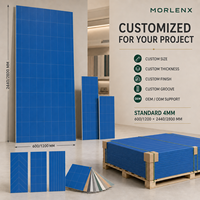 Panneau mural SPC bleu moderne MORLENX, imperméable et écologique, pour usage domestique dans la salle de bain, la cuisine et la douche