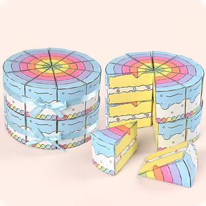 Custom Printed Paper <b>Cake</b> <b>Box</b> Candy Packaging Gift Carton for Birthday Party Favor - Product Image 1