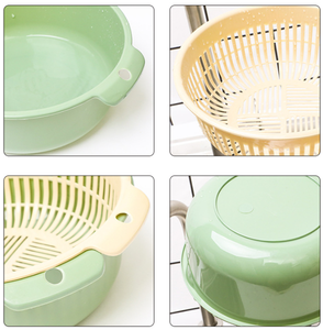 Cesta para Lavar Frutas y Verduras, Cesta de Drenaje Doble, Cesta de Almacenamiento de Plástico - Product Image 4