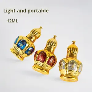Botella de Perfume Recargable de Vidrio Dorado de 12 ml con Tapas de Bola, Portátil - Product Image 2