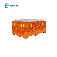 Bac à palettes en plastique pliable robuste avec 8 pieds, profil bas, 4 portes ouvertes pour le stockage industriel et la logistique