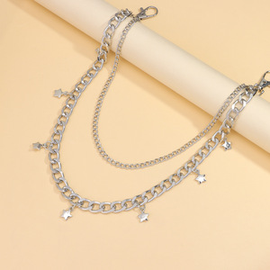 Cadena de cintura clásica 3D con estrella, de aleación de zinc, estilo hip hop, para uso diario, cadena para pantalones con diseño de doble anillo. - Product Image 2