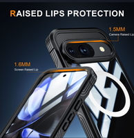 Étui magnétique transparent GSCASE, étui robuste avec protection d'écran sensible intégrée pour Google Pixel 9 Pixel 10 Pro XL