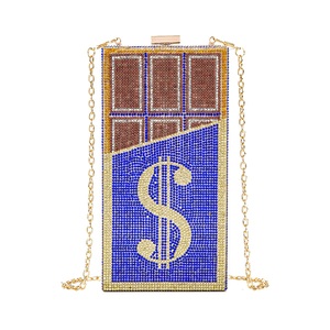 Women Chocolate Rhinestones Evening Bag Dollar Crystal Clutch <b>Purse</b> Removable Chain Handbag for Date Valentine's Day - Product Image 4