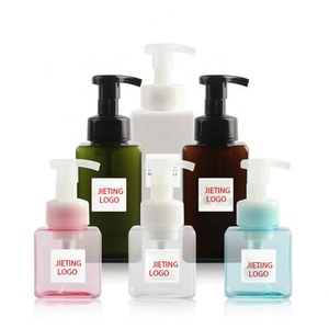 Bouteilles de luxe en plastique PET transparentes carrées vertes et roses de 250 ml et 650 ml, vides, avec pompe, pour cosmétiques, lotions, shampoings et savons liquides - Product Image 5