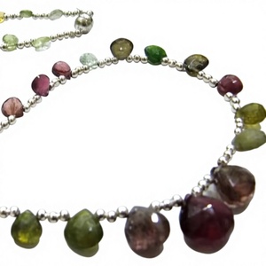 Collier de mariage à perles facettées multi-briolettes en forme de cœur, de 6 à 10 mm, graduées, longueur 16 pouces - Product Image 1
