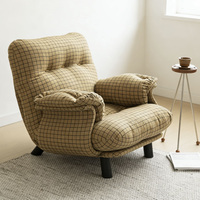 Fauteuil de salon en velours côtelé à carreaux, capitonné, rembourré et confortable, pour la maison, le salon