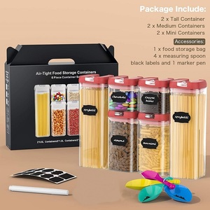 Nuevo juego de 7 piezas contenedor cuadrado para verduras sin Bpa contenedores de granos de plástico para despensas de cocina contenedor de organización - Product Image 6