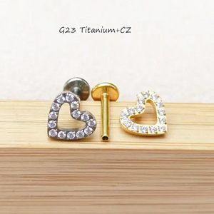 Piercing de lèvre en acier titane en forme de papillon 1,2x8mm avec améthyste sertie à griffes, bijou de mode - Product Image 4