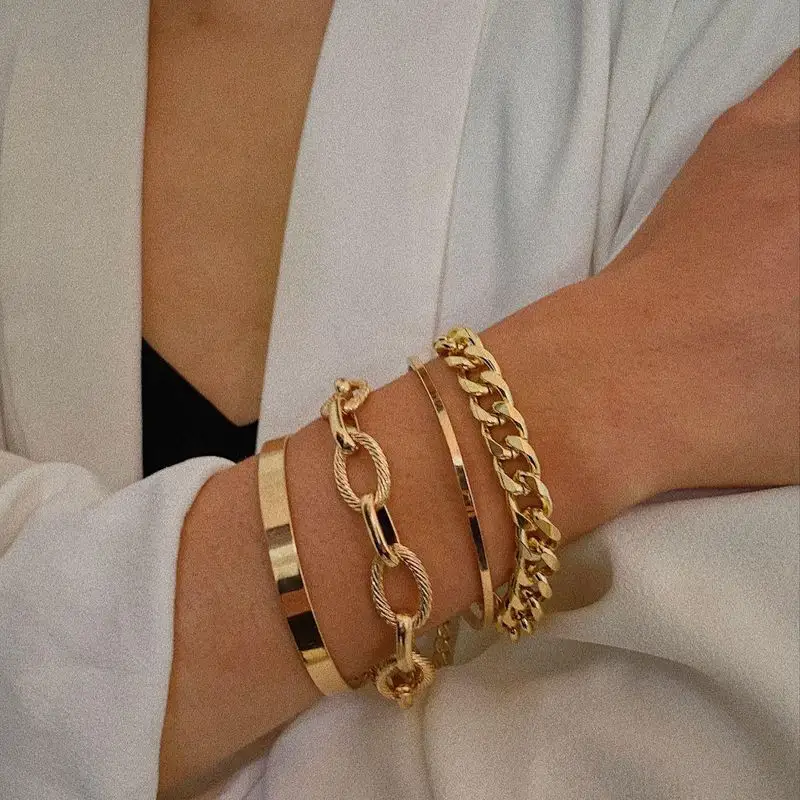 Bracelet plat en os de serpent pour femme, chaîne torsadée rétro, combinaison chaîne croisée, nouvelle mode,