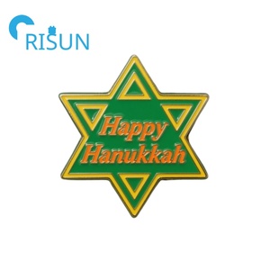 Usine métal personnalisé joyeux Hanoukka festival juif épingles <span class=keywords><strong>de</strong></span> vacances juif israël état épinglette broche émail menorah épingle insigne - Product Image 4