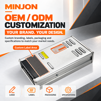 Alimentation à découpage étanche MINJON pour extérieur, garantie 3 ans, 150W 24V CE, transformateur LED AC-DC à sortie unique, efficacité 85%
