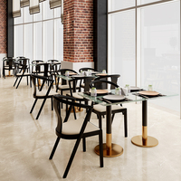 Ensembles de restaurant Meubles Tables et chaises de salle à manger pour café café boutique Table à manger en verre Ensemble de salle à manger