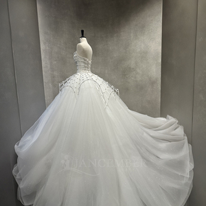 Robe de mariée élégante Nt143, robe de bal sans bretelles, corset à paillettes, tulle scintillant, robe de mariée Jancember - Product Image 4