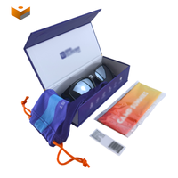 Coffret de luxe en carton pour lunettes avec couvercle rabattable, personnalisable avec logo, pour lunettes de soleil, avec pochette et chiffon de nettoyage