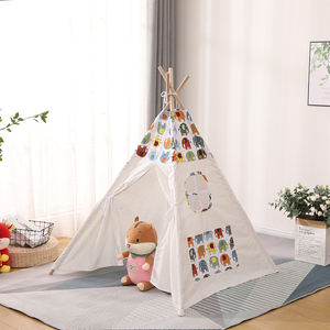 Tente de <span class=keywords><strong>tipi</strong></span> d'intérieur en toile de coton à quatre pôles avec fenêtre pour enfants - Product Image 3